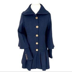 Laila Azhar Cashmere Wool Blend Wing Sleeve Navy Peacoat
